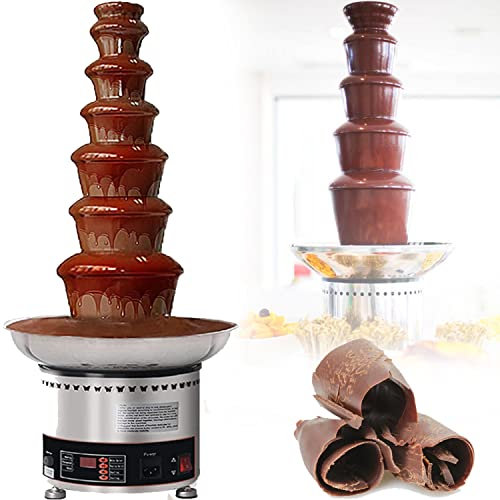 GBHJJ 4/5/6/7 Tiers Chocolate Fountain Machine Electirc Hot Choco Fondue Pot Set 304 Stainless Steel Melting Tower, Sauce Heater for Party Restaurant Wedding Buffet Equipment,7Tier