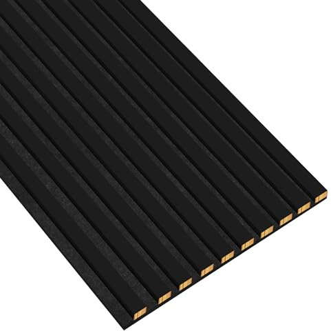 Jeu de Lames en Feutre avec Module de raccordement, 12x28 mm, Largeur 46 cm, Longueur Totale 275 cm Panneaux en Bois, Panneaux muraux, Aspect Bois, Mur à Lattes