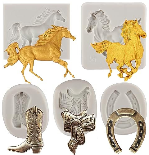 MYPRACS MY448CK MY448CK - Stampo in silicone a forma di ferro di cavallo, stampo a forma di stivale da cowboy, per decorare torte, cupcake, pasta di gomma, cioccolato, caramelle, argilla polimerica,