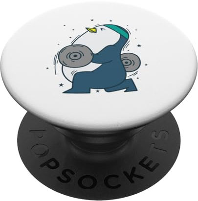 Pinguin macht Fitness mit Gewichten Vogel PopSockets mit austauschbarem PopGrip