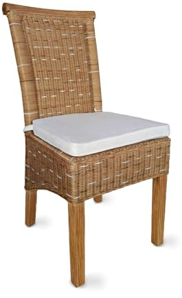 ELYFLAIR® Esszimmerstuhl Rattan - belastbar bis 200kg - Esszimmerstühle aus FSC-zertifiziertem Rattan - Handgefertigte Stühle Esszimmer (Mit Sitzkissen, Einzel)