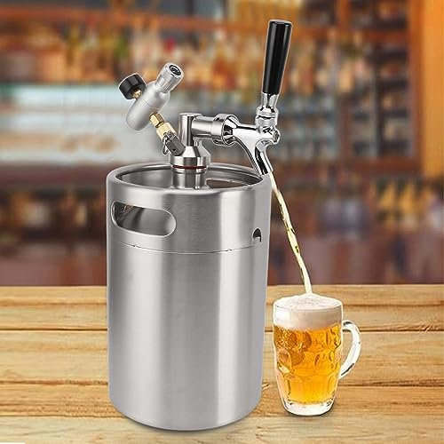 Mini barile di birra pressurizzato da 5 litri, con rubinetto regolabile 60 psi Gauge Dispenser Valvola, Mini barile di birra pressurizzato per birra fatta in casa, birra alla spina