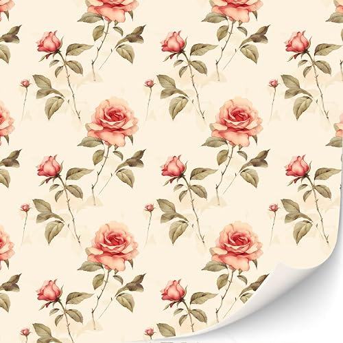 3 Sheets Self-Adhesive Wallpaper for Dollhouses Scale 1:12 Modern Wallpaper Art Deco Wallpaper Artdeco Wallpaper (Sepia Roses)