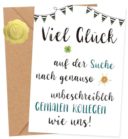 Sugeru®A6 Abschiedskarte Kollegen mit Umschlag | Abschiedsgeschenk Kollegen, Karte Abschied Kollege, liebevolle Karte zum Ruhestand, Lustige Abschiedskarte, Geschenkidee für kollegen zum Abschied (C)