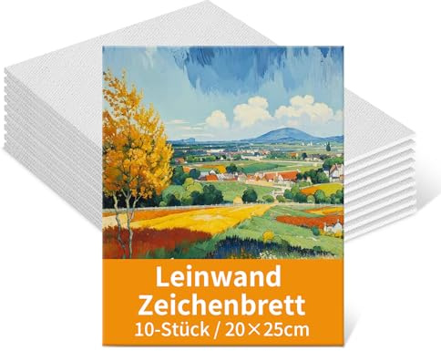 Ciusdkler 20x25cm Leere Leinwand, Vorgespannter Leinwandkarton, 10 Stück Leinwand Zum Bemalen, Leinwände für Acryl und Aquarellfarben