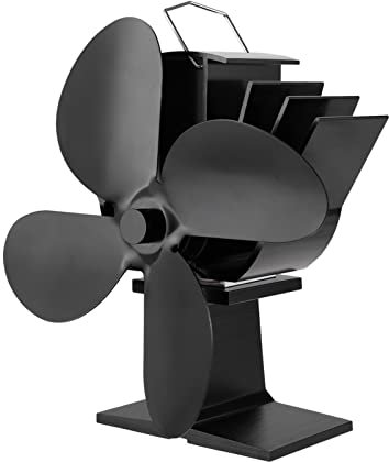HPTHLY 4- Heat Powered Stove Fan For Wood Log Burner Fireplace Gas Pellet Circulating Warm Air Saving Fuel +Thermometer