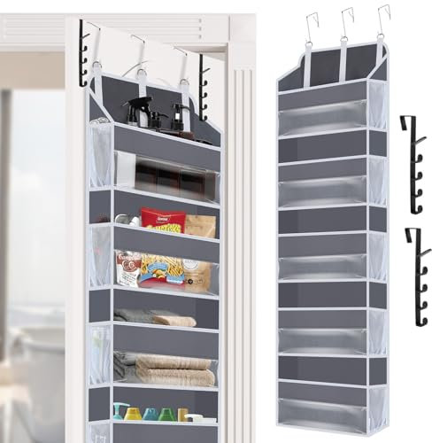 Hängeorganizer Tür mit 5 Fächern, Hängeaufbewahrung,Organizer Hängend, Hänge Organizer Tür Organizer Faltbar und Platzsparend, Hängeregal Stoff, Hängeaufbewahrung Tür badezimmertüren (Dunkelgrau)