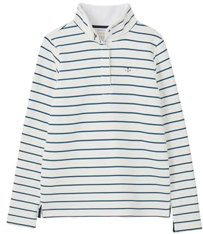 LightHouse Womens Haven Sweatshirt - Ladies Warm Popper Detail Cotton Top - Teal Stripe - 16