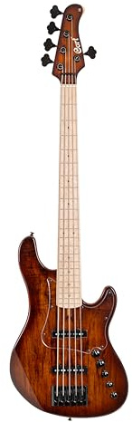 Cort GBFUSION5ABB GB Series Fusion 5 String Bass Guitar, Antique Brown Burst
