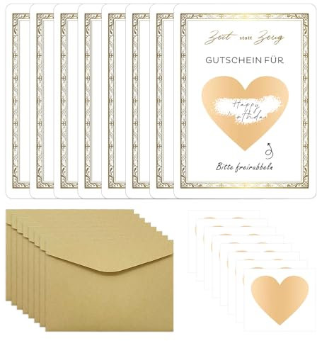 Bieiyhe 8 Stück Rubbellose Selbst Gestalten,Gutschein Rubbelkarte,Rubbelkarten zum Selber Beschriften,Rubellos Karte,Diy Rubbelkarten Mit UmschläGen,Rubbellose Selber Machen für Geburtstagskarte
