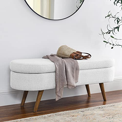 Fuzzy Sherpa gepolsterte Aufbewahrungsbank, Ende der Bettbank mit Stauraum, Kunstfellbank, Ottomane, Diele, Strand, Ottomane, Fußstütze, Hocker für Bett, Seiteneingang, Wohnzimmer (80 x 40 x 45 cm B