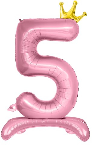 Luftballon 5. Geburtstag, Stehend Folienballon 5 Zahlen Luftballon Rosa 32/81cm Folienballon Geburtstag Deko Mädchen