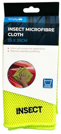 Simply Auto Paño de Microfibra para Insectos, ultrasuave, Elimina residuos de Insectos y Suciedad, versátil Pulido en seco y húmedo, Parabrisas, Parachoques y carrocería, Ideal para