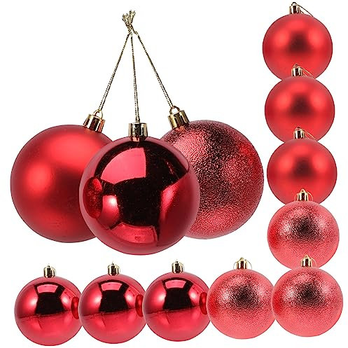 Garneck 12stücke Teiliges Weihnachtskugeln Aus Bruchsicherem Kunststoff Glänzend Rot Wiederverwendbarer Christbaumschmuck Für Tannenbaum Fenster Decke Und Festdekoration