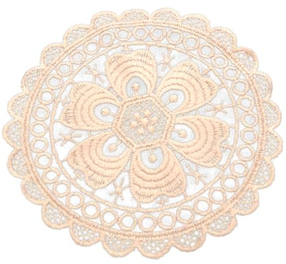 4 Stück Spitzendeckchen Klein,Spitzen Blume Tischsets,Runde Stickerei Deckchen,Häkeldeckchen Tischdecke,Placemat für Hochzeiten Party, Vasen, Tischdecken,Tassen, Küche, Esszimmer,Bohnenpastenfarbe