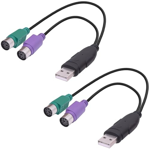YARCHONN USB auf Dual PS/2 Konverter Adapter Kabel PS2 Buchse Tastatur Maus Schnittstelle auf USB A 2.0 Stecker Adapter Stecker Kabel für Desktop Laptop-18cm/7in-2Pcs