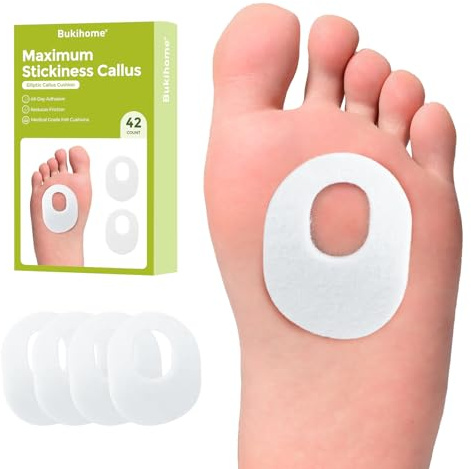 Bukihome Callus Cushions Corn Removers for Foot Bottom, Adhesive Corn Pads for Men & Women - Relieve Friction, Pressure & Shoe Rubbing (White, 42 Count)