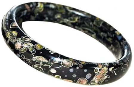 Schwarzer schwimmender Blumen-Jade-Armreif für Frauen, Pflaumenblüten-Jade-Armbänder, Einheitsgröße, Achat