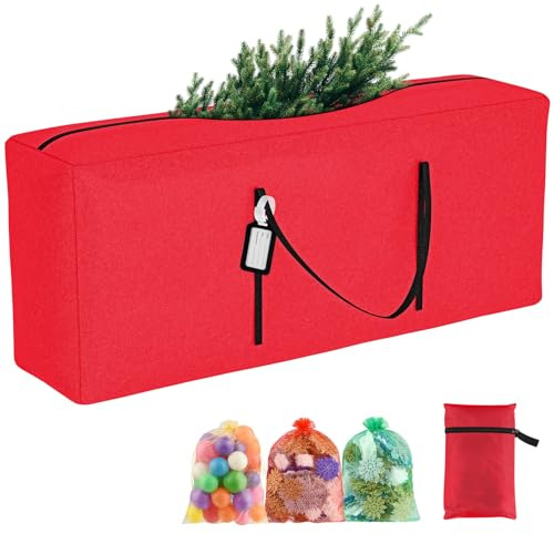 BOUBONI Rot Aufbewahrungstasche Schutzhülle Weihnachtsbaum Tschen Aufbewahrung für Weihnachtsbaume Polsterauflagen Schutzhülle Wasserdicht (122x39x55cm)