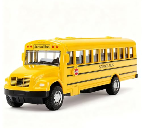 PyrrlicToy School Bus Toys, Yellow Mini Toy Buses,1:16 Alloy Puck Back School Bus for Kids,Metal Vehicles Toy,Model Cars Metal Vehicles for Kids Girls Boys Party Birthday Gift