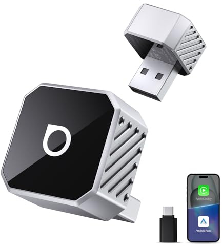 OTTOCAST MINI Cube 2026 Wireless CarPlay & Android Auto Adapter 2-in-1 | Convert Wired CarPlay/Android Auto to Wireless, 5s Quick Reconnection, Dual Device Memory (Silver)
