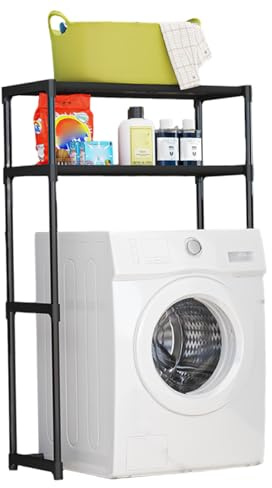 Obelunrp Estante para Lavadora Estantes para Cuarto de Lavado de 2 Niveles sobre Lavadora y Secadora Estante para Almacenamiento de Que Ahorra Espacio para el baño del hogar, Negro, Decoraciones navi