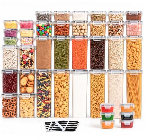 Haushaltszauber® Vorratsdosen Set XXL – 42-teilig | Luftdichte Vorratsdosen, Vorratsbehälter & Frischhaltedosen mit Deckel | BPA-frei & stapelbar | für Nudeln, Reis, Mehl, Müsli & mehr