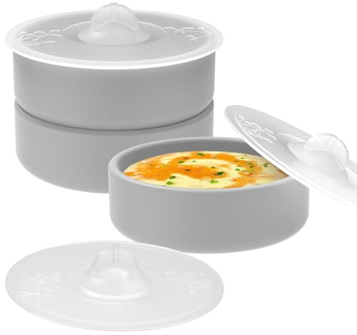 Sutowe Huevera de silicona con tapa, 3 unidades, 10 cm, antiadherente, para microondas, horno, freidora de aire caliente, molde reutilizable