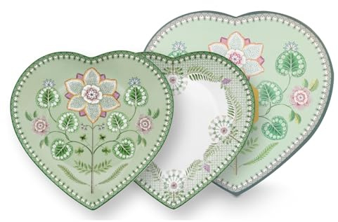 Pip Studio Lily&Lotus Light Green Herzformteller 21,5cm Set2