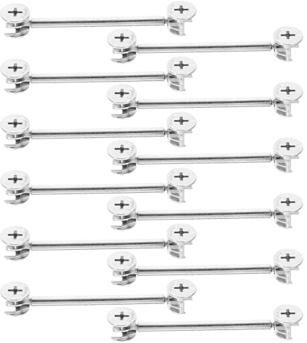 FENICAL Kit de 20 Conectores para Muebles, Herrajes de Leva Excéntrica de 48mm y 84mm, Pasadores de Conexión de Zinc para Organización de Gabinetes de Cocina y Baño, Sujetadores de Ajuste