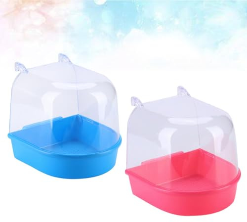 Happyyami Bañera Colgante para Pájaros 2 Unidades, Lavabo Plástico Seguro y Duradero para Loros y Aves Pequeñas, Accesorio para Jaulas, Baño de Pájaros en Casa y Tienda Color Aleatorio