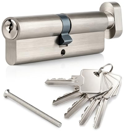 Acual 40T/40 (80mm) Nickel Door Barrel Lock 5 Standard Keys | UPVC Door Lock, Anti-Pick,Anti-Bump,Anti-Drill,High Security,Polished Nickel Finish,Suitable for All Door Types