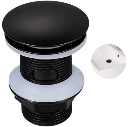 Desagüe Lavabo Sin Rebosadero,Valvula Click Clack Lavabo Negro,HMCEY Tapon Click Clack Bañera,Tapon Pop Up Fregadero Universal,Válvula Fregadero Cocina Fácil Instalación para Ducha, Sala de baño