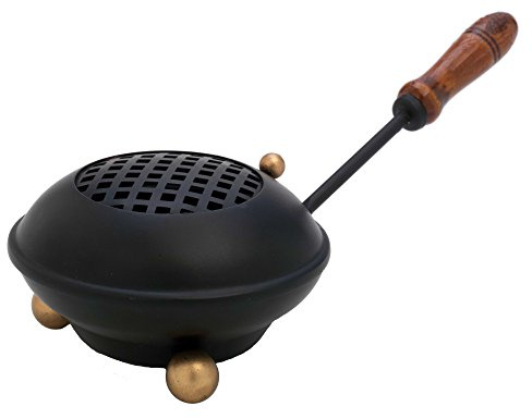 NKlaus incensario con Mango de Madera Quemador de Incienso esotérico Negro Grande 7554