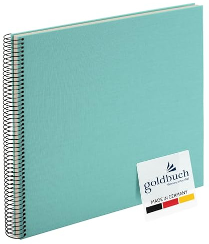 goldbuch Bella Vista Linen Memory, Spirale Reliure 40 Pages Album Photo Album Photo Papier Aqua (Côtés Blancs), env. 35 x 30 x 2,8 cm