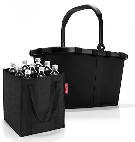 reisenthel Set Carrybag plus farblich passender bottlebag Einkaufskorb Einkaufstasche (Frame Black/Black)
