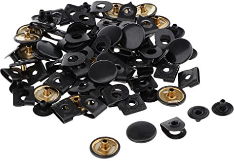 Sharplace 20 Stück Hosenhaken 15mm Metall Druckknöpfe, Augen Verschluss, schneidern Haken und Ösenverschlüsse für Hose, Rock, Pullover, Nähen, Basteln, Kleidung, Jacken, Jeans trägt, Schwarz