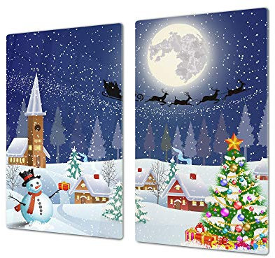 Kitchen Board & Induction Cooktop Cover – Glass Pastry Board; Measures: Single: 23,62” x 20,47”; Double: 2X 11,81” x 20,47”; D20 Christmas Series