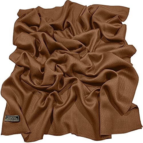 Color sólido diseño flecos chal bufanda bufanda estola tiro cabeza Wrap Cara Pashmina CJ Ropa NUEVO, marrón, Talla única