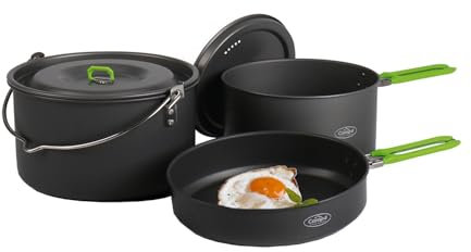 Alu-Topfset Elite L, 5-teilig schwarz, Griffe: Lime, Campinggeschirr (9329923031)