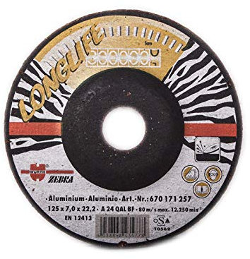 Schruppscheibe Alu 125x7x22,2 gelb Schleifen von Angüssen, Gusshaut, Schweißnähten, Graten und Kanten.