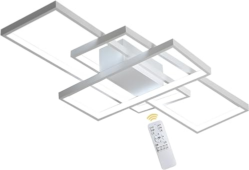 BEHWU LED-Deckenleuchte Rechteckig,Weiß, Schwarz,90cm(70 W),110cm(85 W),140cm(113 W), LED-Deckenleuchte Aluminium + Kieselgel Geeignet for Schlafzimmer, Esszimmer, Küche,Wohnzimmer
