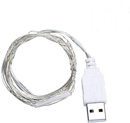 Fidt 9ft 30 LED USB String Lights - Silver Wire Fairy Lights for Wedding, Party, Christmas & Festival Decorations, Blue