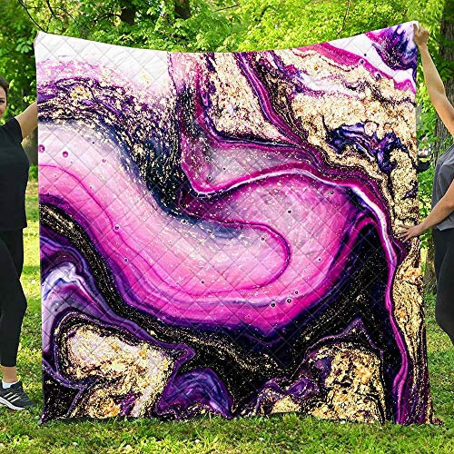 FANSU Tagesdecke Bettüberwurf Steppdecke Mikrofaser Doppelbett Einselbetten Tagesdecken Gesteppt Bettwäsche Sofaüberwurf Wohndecke Vergoldeter Marmordruck Bettdecke (lila,200 * 230cm)
