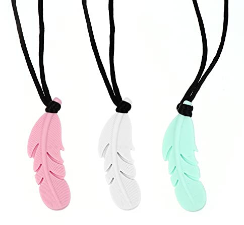 TOYANDONA 3Pcs Sensorischen Kauen Halskette Beißring Halskette Spielzeug Silikon Chew Werkzeug Kauen Anhänger für Jungen Mädchen mit Autismus ADHS SPD Oral Motor Zahnen Beißen Bedürfnisse