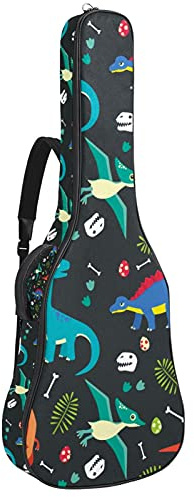 107 cm Gitarrentasche Gitarrentasche Rucksack für E-Gitarre, Akustik-Bass, Konzertgitarre, Ukulele, Mandoline, Dinosaurier-Knochen