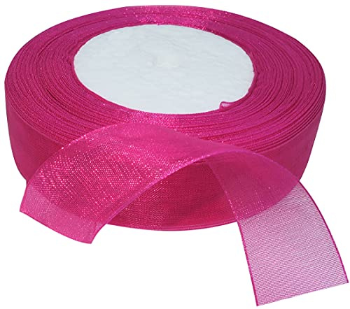 AERZETIX - Cinta de organza organdí decorativa brillante - 20mm x 45 metros - rosa frambuesa - proyectos creativos coser arte embalaje regalos fiesta cumpleaños - C50783
