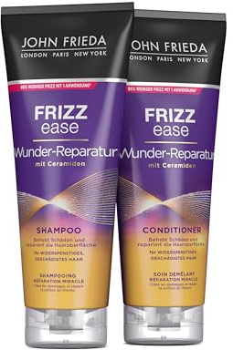 John Frieda Frizz Ease Wunder-Reparatur Set für frizzy, strapaziertes Haar - Shampoo und Conditioner - Sofort-Reparatur und langanhaltender Schutz, Set: 500ml