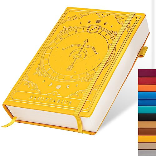 TIEFOSSI Constellations Notizbuch, A5, gepunktet, Hardcover, 100 g/m², 400 Seiten, Schreibpapier, Bullet Organizer, Notizbuch für Damen, Herren, Jugendliche (Sagittarius)