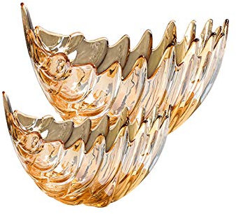 TOMYEUS Coupe Fruit Bol de Serveur de la pièce de Service en Verre Cristal élégant for Le Bol de la Maison de Fruits décoratifs décoratifs de Bureau (série de 2) Corbeille Fruit (Color : Brown)